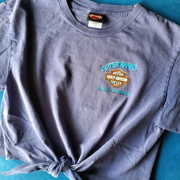 Harley-Davidson Tops - 2007 L Harley Davidson Tie Front Crop Top Tee